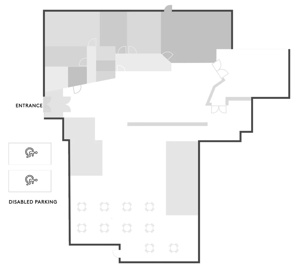 Site layout map highlighting the entrance, visitor facilities, and designated disabled parking at the Arigna Mining Experience.